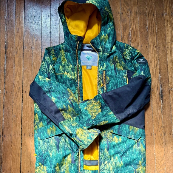 Obermeyer Gage Kids' Green and Yellow Forest Insulated Coat - Picture 1 of 7
